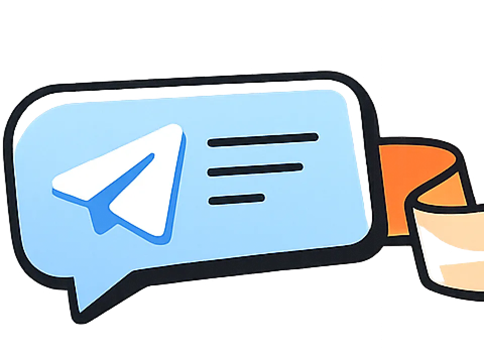 A Telegram message bubble at the start of a ribbon that carries it towards a calendar card.